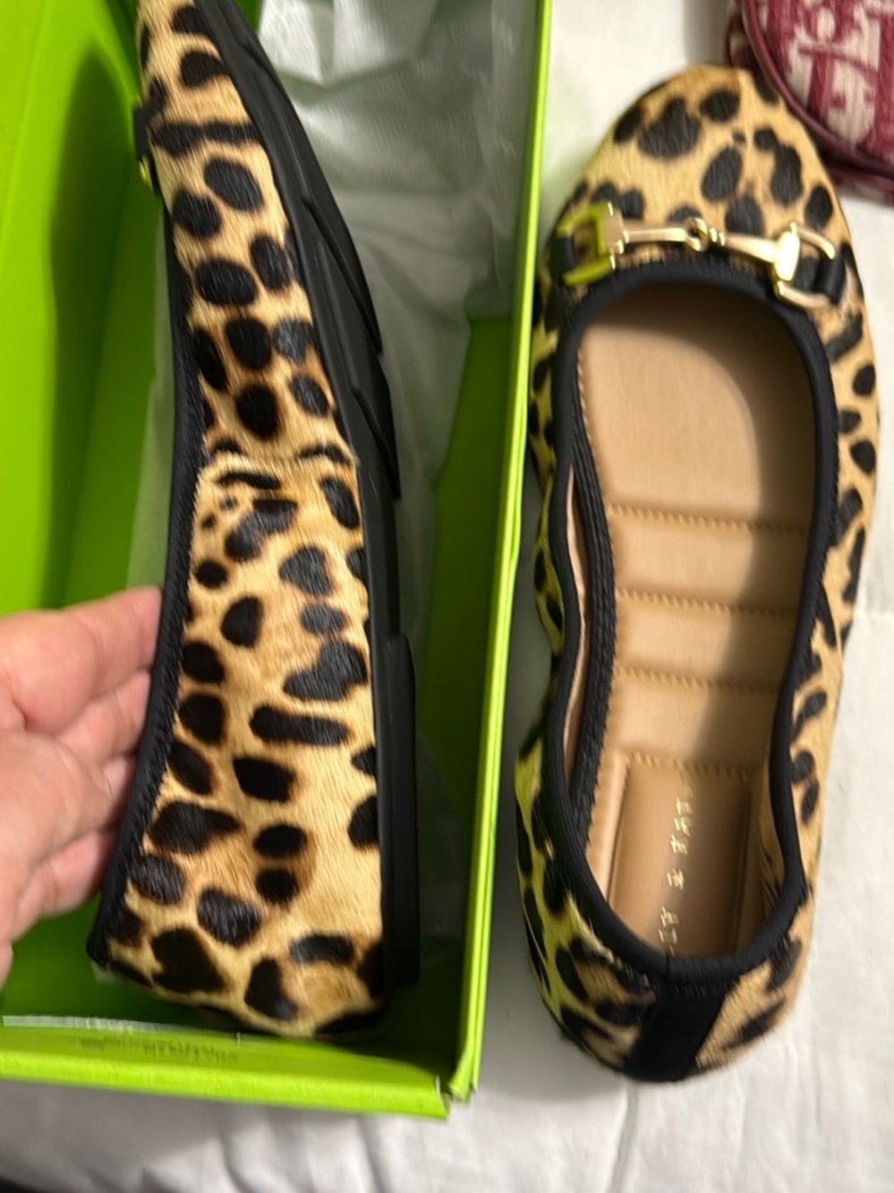 Leopard Print Women's Ballet Flats - Black & Tan